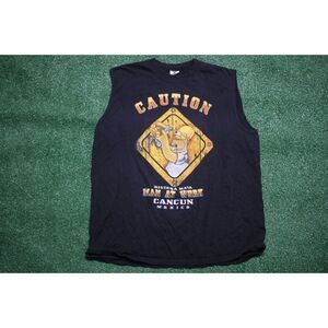 Homer Simpson Riviera Maya "Man at Work" Cancun Sleeveless Graphic Tee